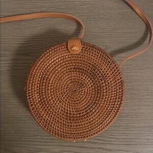 Round Tan Woven Bag